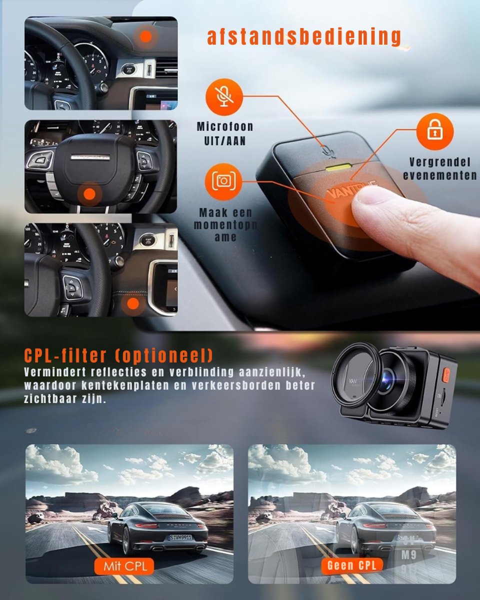 YOR® Dual Dashcam - Voor en Achter Camera – Auto Camera Met Nachtzicht – Zwart - 14cm x 15cm x 11cm – foto 7