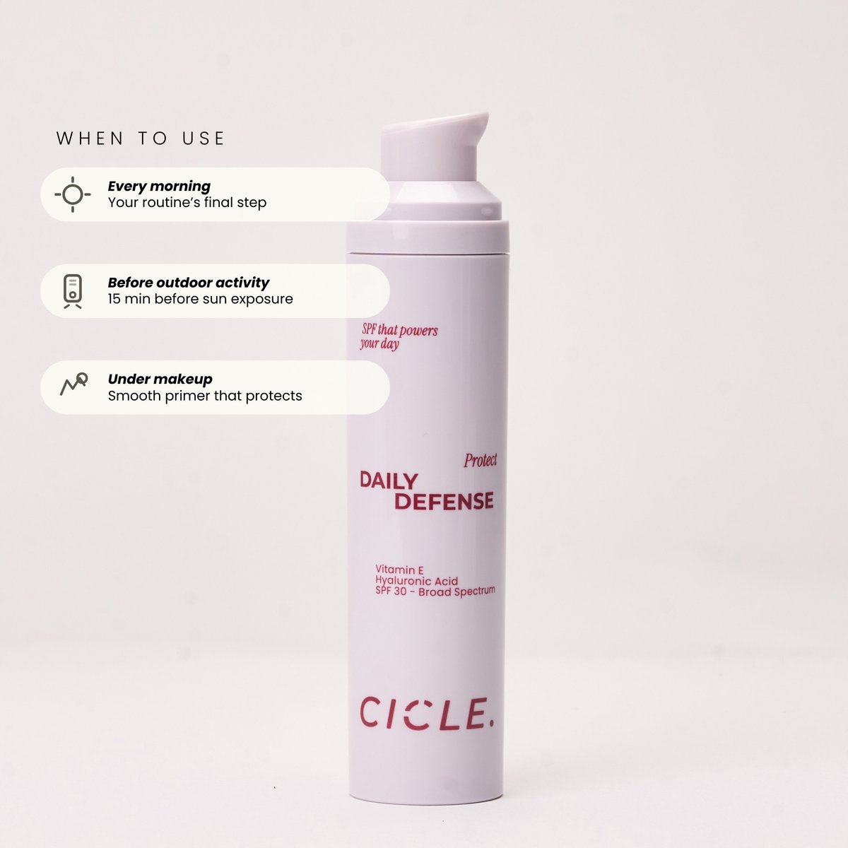Cicle Skin Daily Defense - Dagcrème SPF 30 - Hyaluronzuur - Vitamine E - 50 ml