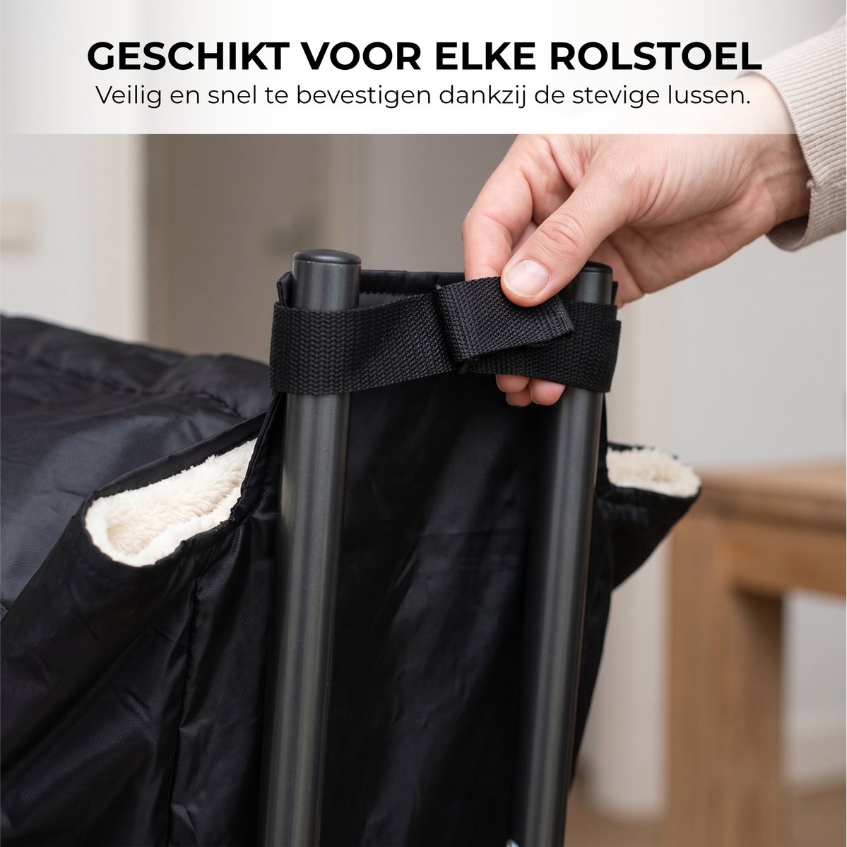 Somstyle Fleece Gevoerde Rolstoel Beenhoes - Rolstoel Deken Voetenzak - Met Binnenzak & Rits - Waterdicht & Warm - Zwart – foto 2