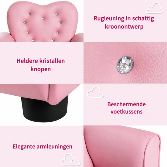 Delightness Kinderfauteuil - Kind - Stoeltje - Bankje - Hart Vormig - Kinderstoel - Kinderbank - Peuters - 59x41,5x49cm - Roze — afbeelding 5