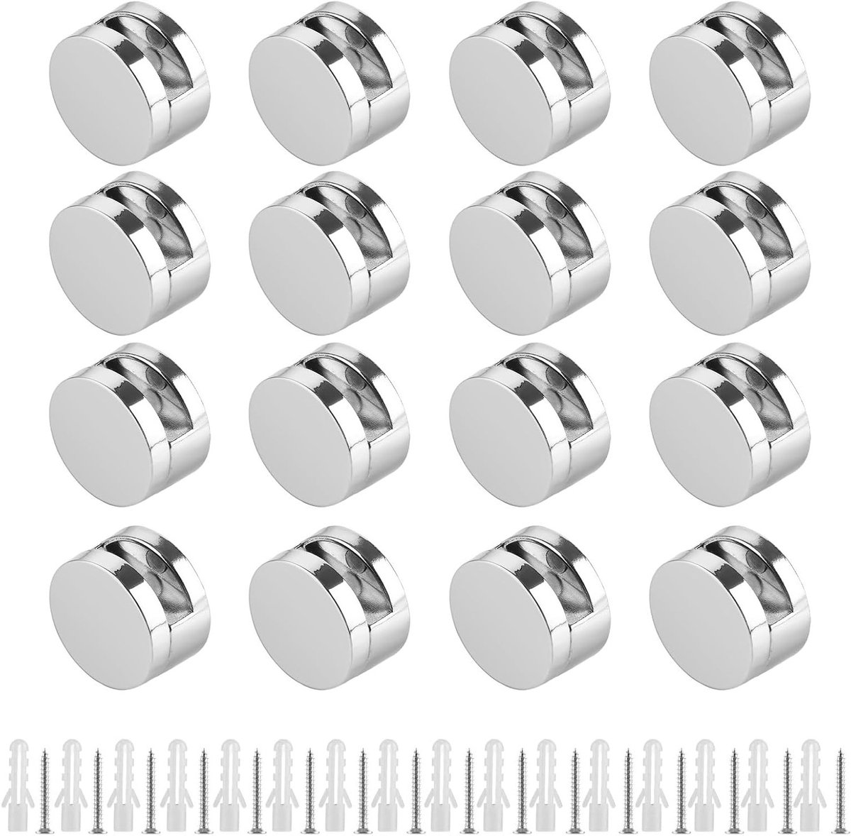 Set van 16 Wandspiegelhouders met Klembevestiging, Diameter 22 x 13 mm, Geschikt voor 3-5 mm Dikke Spiegels en Foto's, Ideaal voor Wandmontage en Glasbevestiging