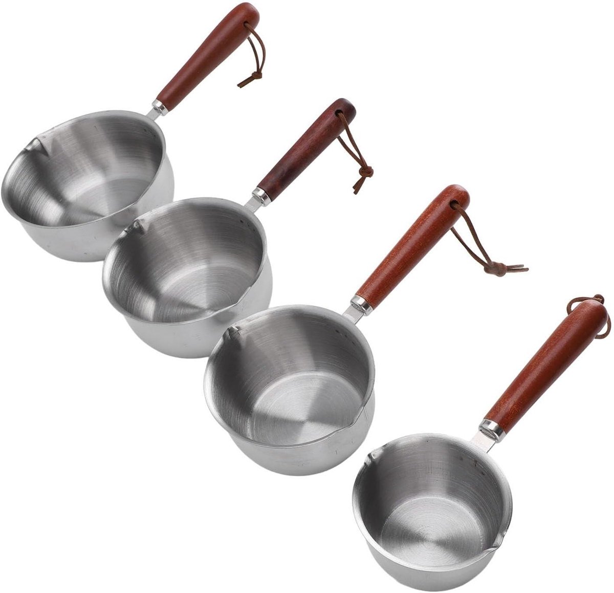 4-delige RVS Steelpan Set met Gietrand en Houten Handvat - Multifunctionele Kookpot voor M