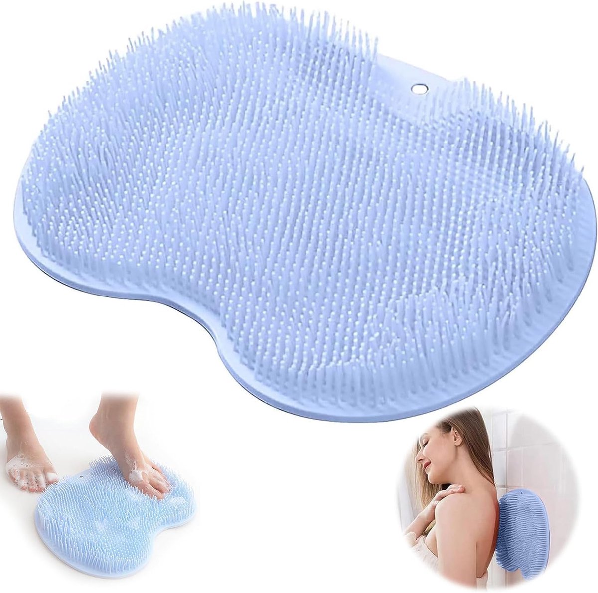 Massagepad met Antislip Silicium, Voetborstel en Rugborstel met Zuignap, Ontspannende en Verzorgende Massage voor Lichaam en Voeten