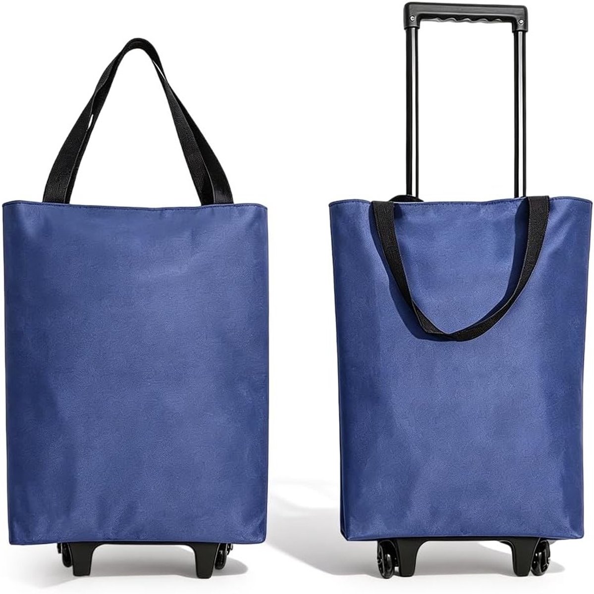 Inklapbare boodschappentrolley 30 liter - 2-in-1 winkelwagen met tas voor supermarkten, kamperen en reizen, tot 25 kg (blauw)