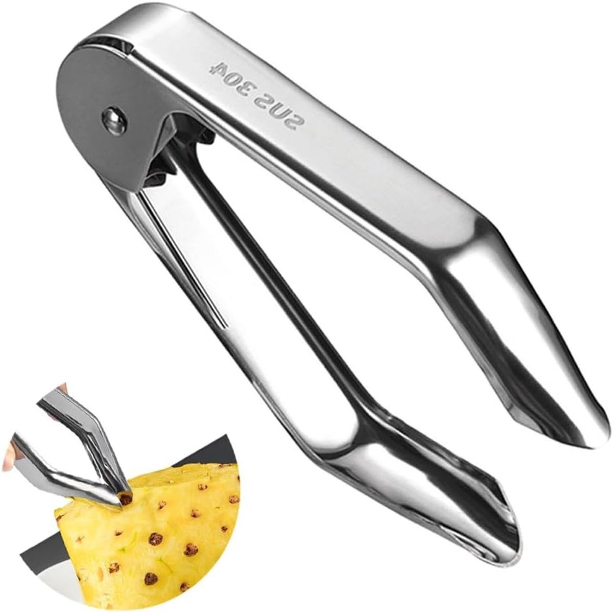 4.92-inch RVS Ananas Oogschiller, Aardappelboor, Wortelboor en Aardbeienschiller - Handig Keukenhulpmiddel voor Fruit en Groenten