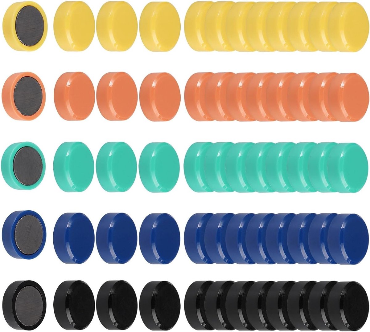 Kleurrijke Koelkastmagneten Set van 60 Stuks voor Magneetborden, Schoolborden en Prikborden - Krachtige Ronde Decoratieve Magneten in 5 Kleuren