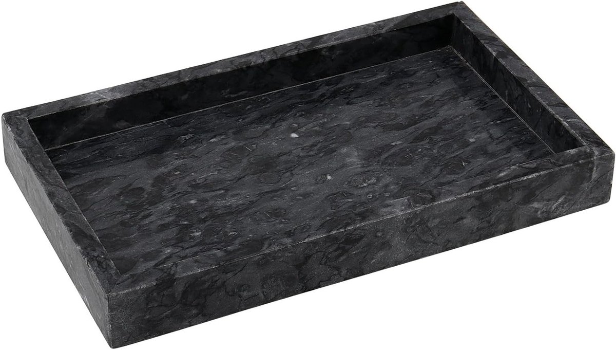 Natuurlijke Marmeren Steen Tray 30 x 20cm, Golfgrijs Rectangular Opbergtray voor Badkamer,