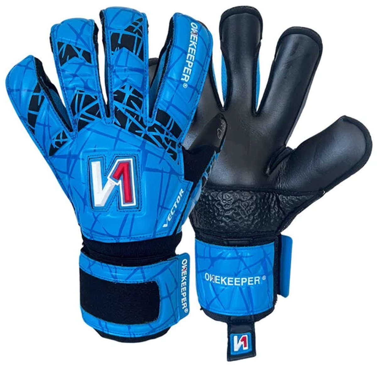 Onekeeper vector evolution keeperhandschoenen in de kleur blauw.