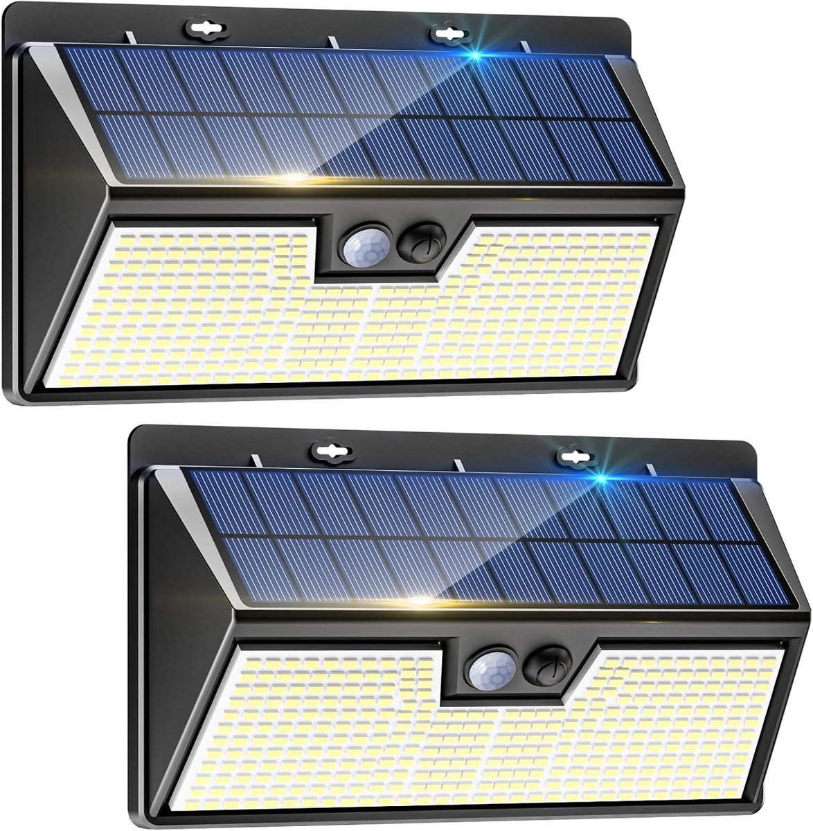 Solar Buitenlampen met Bewegingssensor - Set van 2 - 318 LED, Waterdicht, 3 Verlichtingsmodi, Superhelder voor Tuin en Gevel