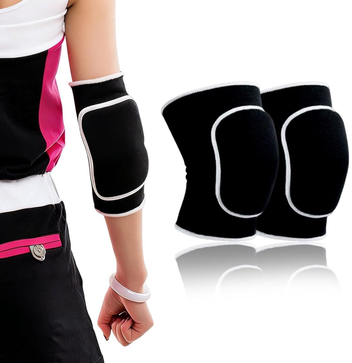 Set van 2 Elleboogbeschermers met Dikke Spons Padding - Ademend en Compressief voor Sport, Dans, Volleybal en Basketbal