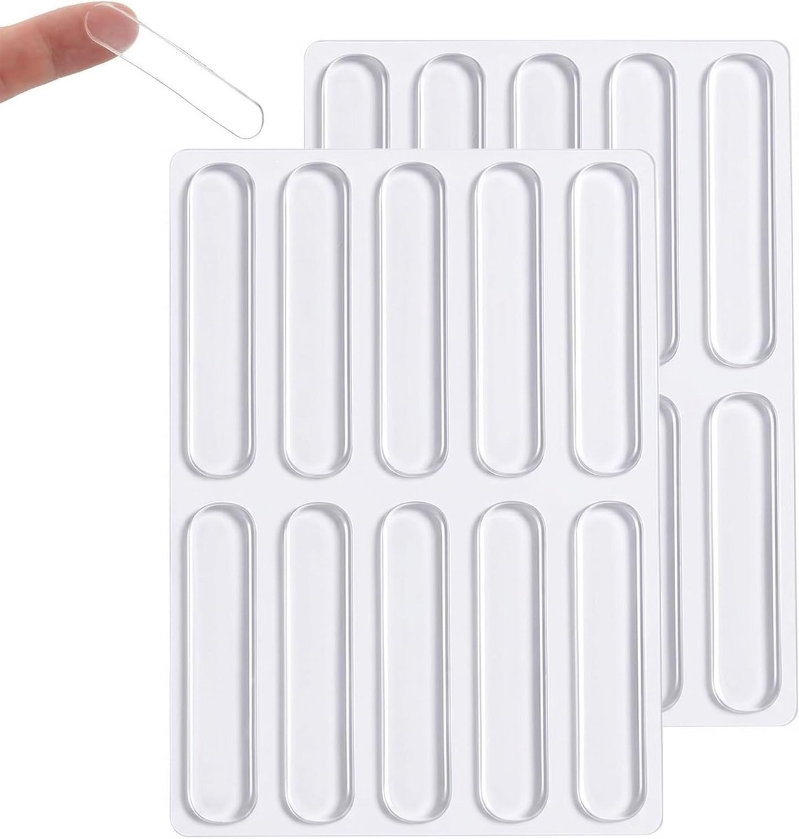 Wand- en meubelbescherming met 20 zelfklevende siliconen strips, transparant, voor deuren en kasten, 63 x 10 x 2 mm, stoot- en krassenbestendig