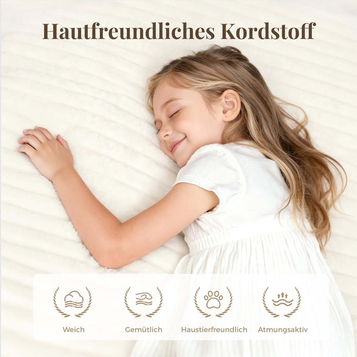 Modulaire Cloud Hoekbank met Slaapfunctie 340x165x65 cm – 5-Zits Boneless Bank zonder Montage, Corduroy Beige met 5 Sierkussens