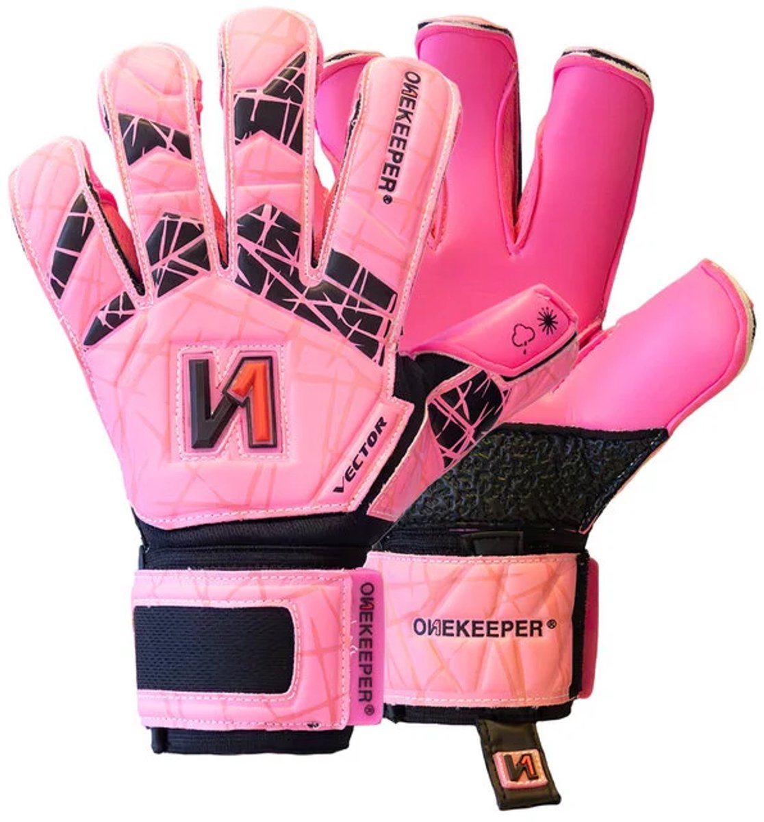 Onekeeper vector evolution keeperhandschoenen in de kleur roze.