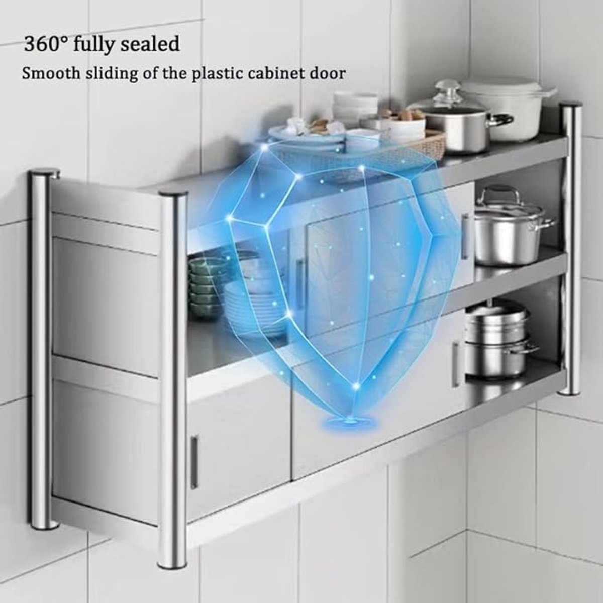 Wandkast Keuken Opbergkast met Schuifdeur – 90x35x40 cm – Grijs – Wandgemonteerde Multiruimte Storage Rack voor Keuken, Badkamer, Woonkamer – Decoratieve Industriële Opbergkast