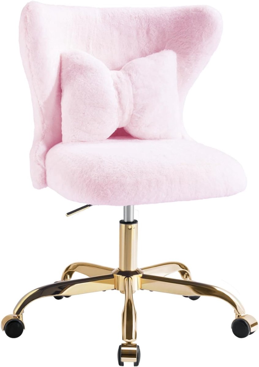 HEZIVO® Bureaustoel Kinderen - Make-up Stoel met Wielen - Hoogte Verstelbaar - Roze