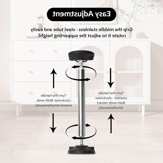 Verstelbare telescopische steunbalken voor wandkasten, badkamerkasten en TV-meubels - Hoogte 38-52 cm, tot 300 kg draagvermogen, 2 stuks van Merkloos — afbeelding 4