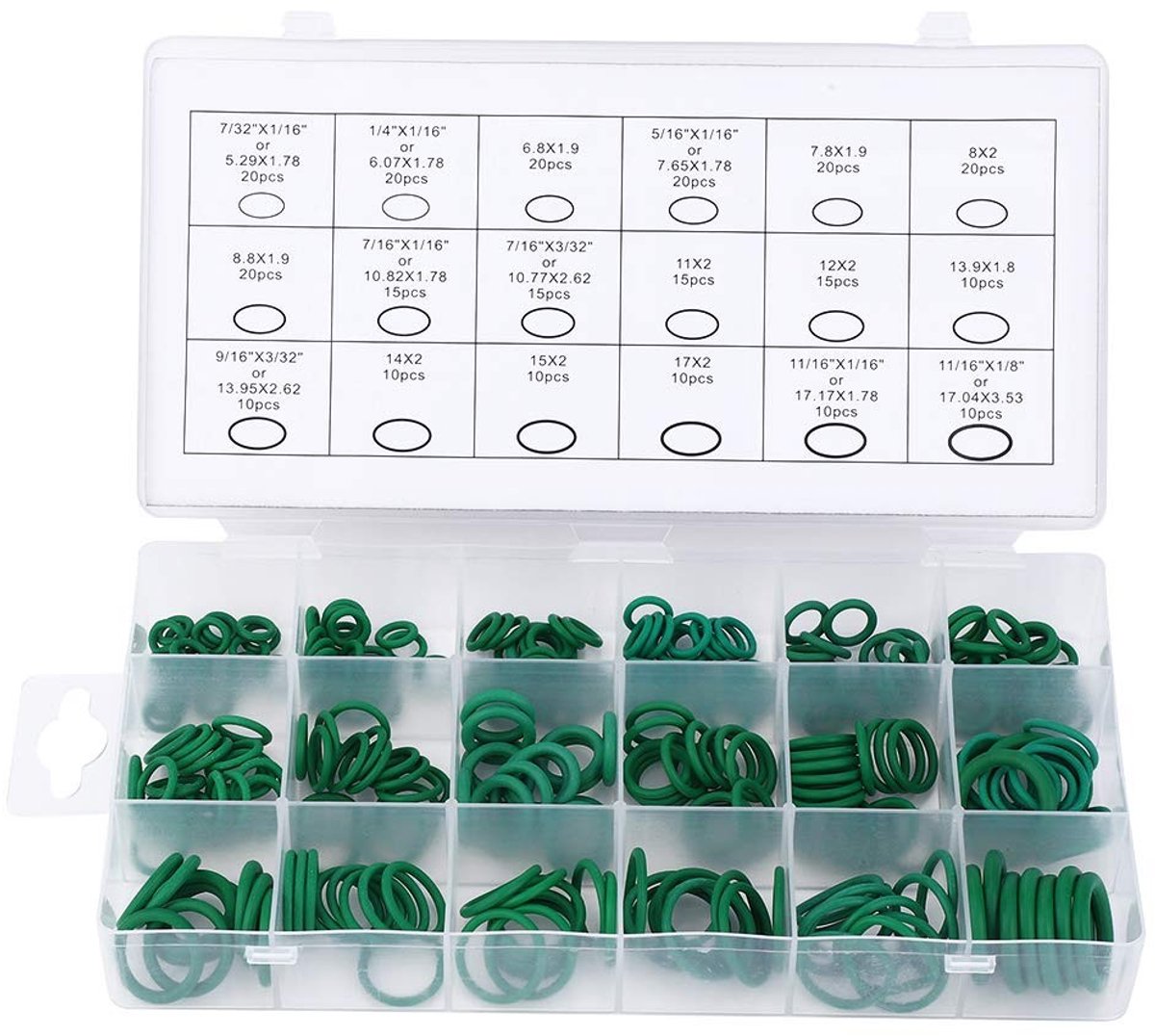aladdien - Rubber Hoge Temperatuur Bestand O-ring - 270 Stuks Assortiment - Nitril Rubber - Voor Reparatie - Diverse Maten