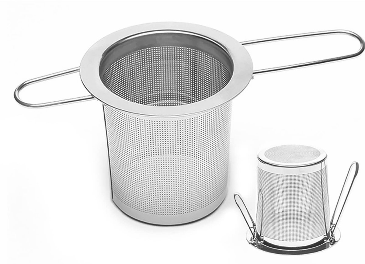 Allecto - Roestvrij Staal Thee Zeef - Fijne Mesh Theefilter - Vouwhandvat Theezakje - Zilver - Geschikt voor Losse Blad Thee - Handig voor Thuis en...