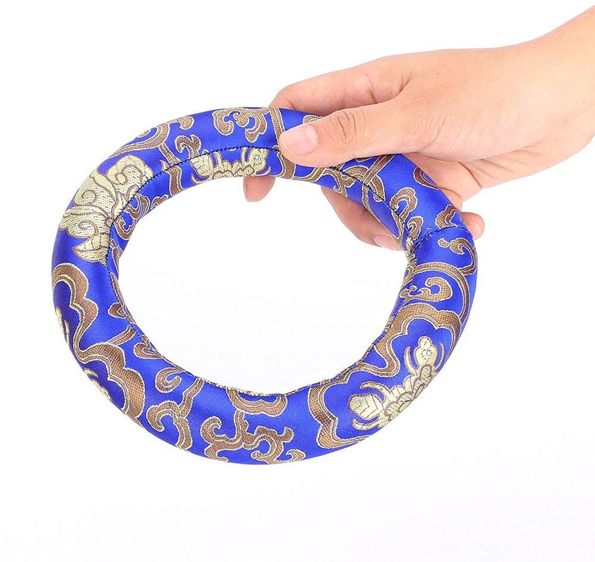 Allecto - Klankkomkussen - Meditatie Kussen - Zijde Brokaat - Blauw - Comfortabel Kussen voor Klankschalen - Geschikt voor 7-10 Inch Diameter