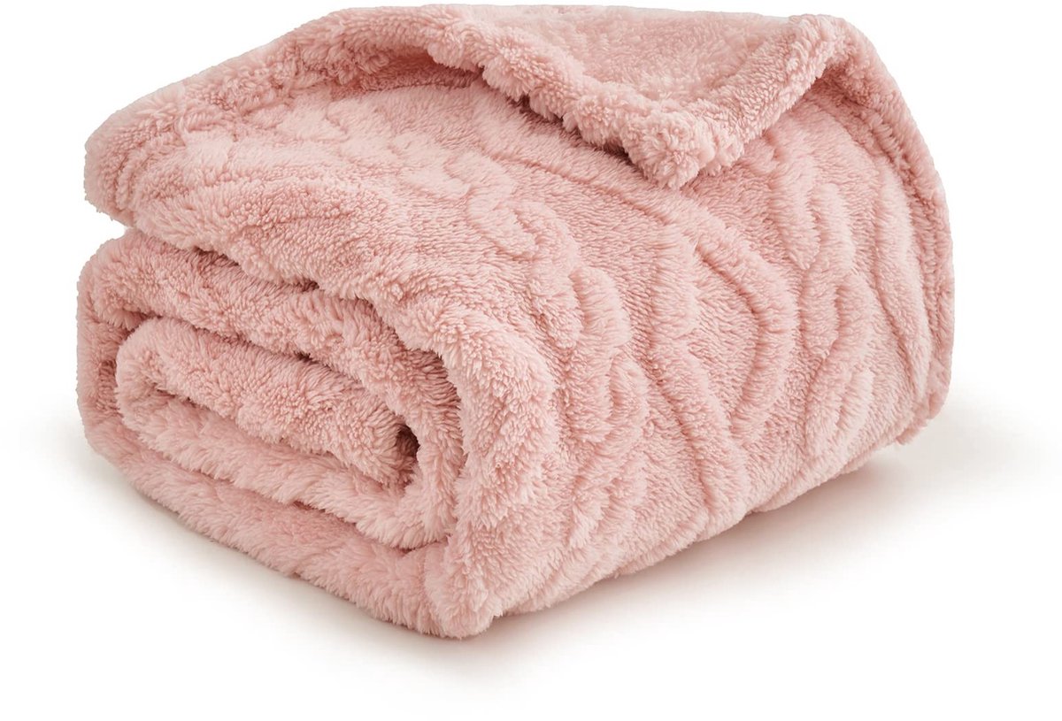Store_9 - Hondendeken - Pluizige fleece-stof - Zachte en schattige beddenhoes - Medium roze - Wasbare slaapmat - Geschikt voor honden en katten
