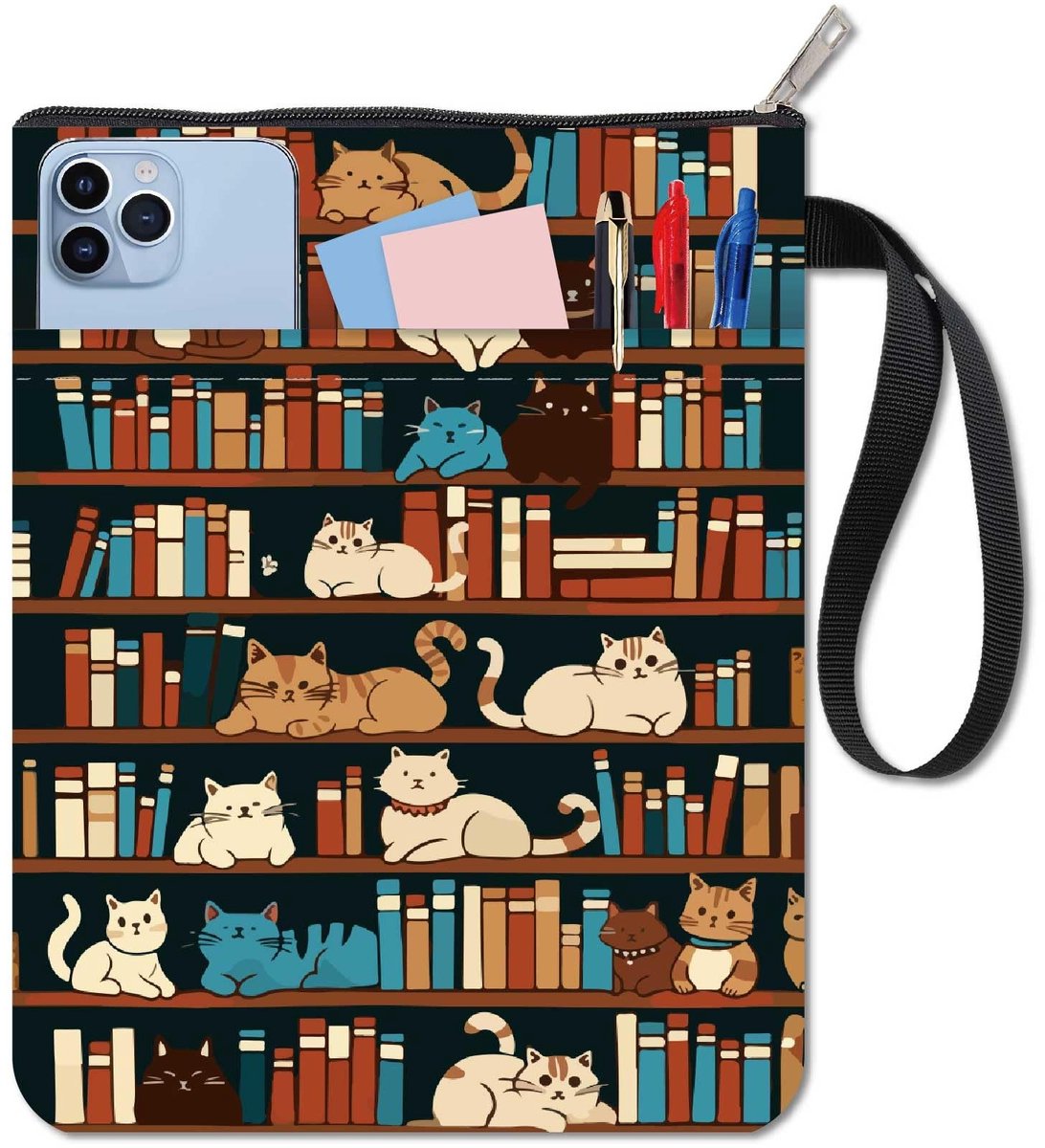 ONF3 - Kat Boekenhoes - Wasbare Boekbeschermer - Met Rits en Extra Pocket - Functioneel design - Bescherming voor boeken - Geschikt voor boeken ...