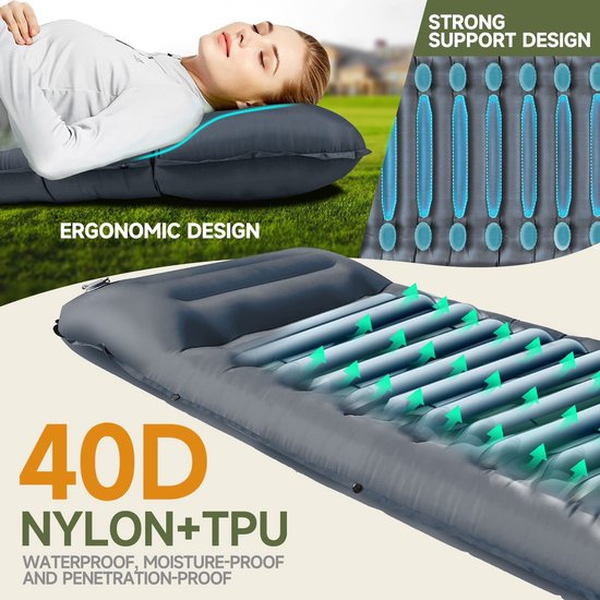 Store_9 - Campingmat - Isolatiemat met Voetperspomp - Upgrade Campingmat - Marineblauw - Outdoor Slaapmat - Geschikt voor Wandelen en Reizen van Merkloos — afbeelding 3