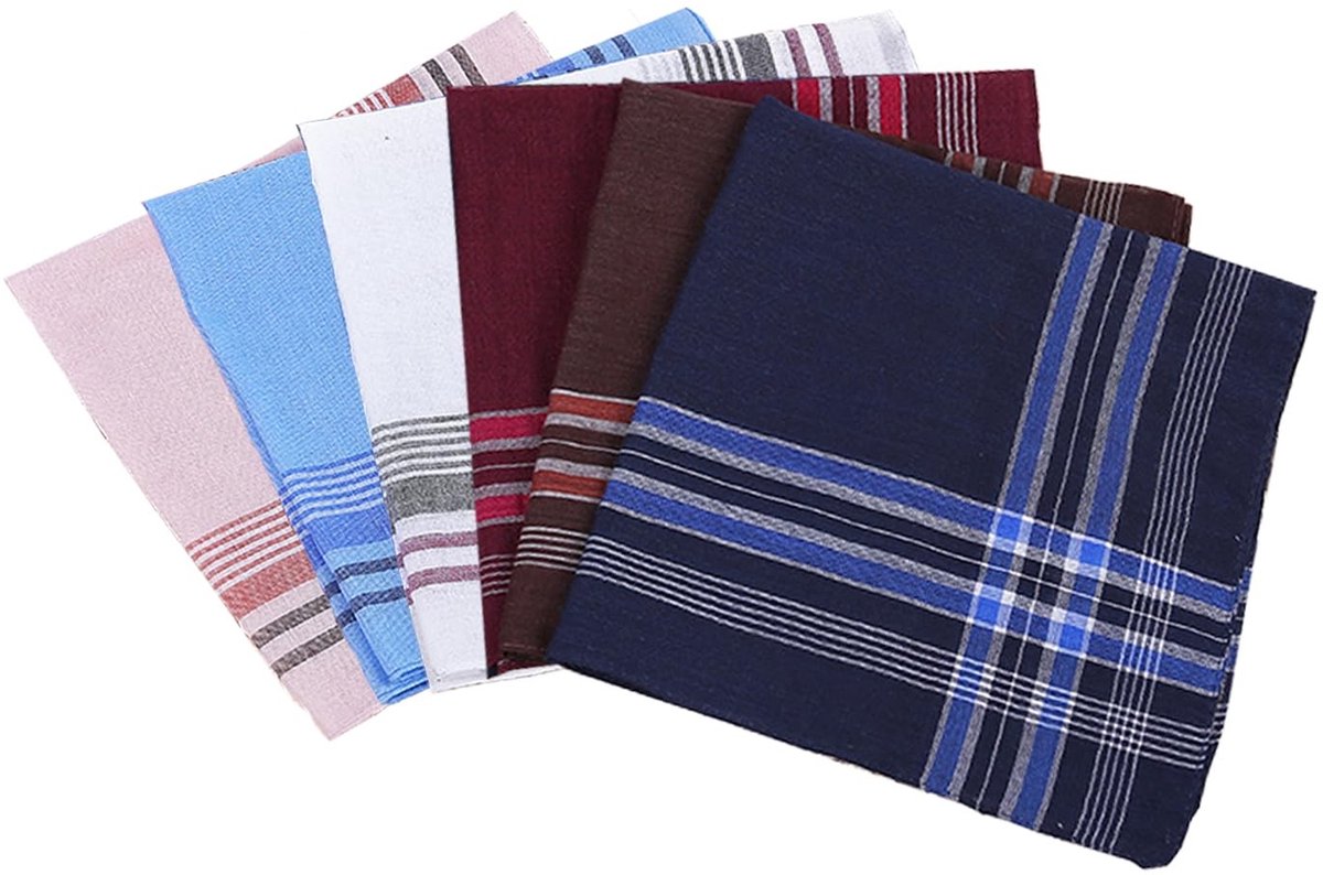 aladdien - Set van 6 geruite zakdoeken voor heren - Katoen - Sneldrogend en absorberend - 37 x 37 cm - Herbruikbaar - Perfect als cadeau voor mannen