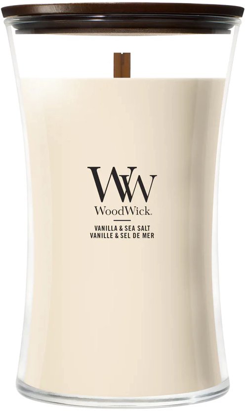 WoodWick Hourglass Large Geurkaars - Vanilla & Sea Salt - 130 branduren