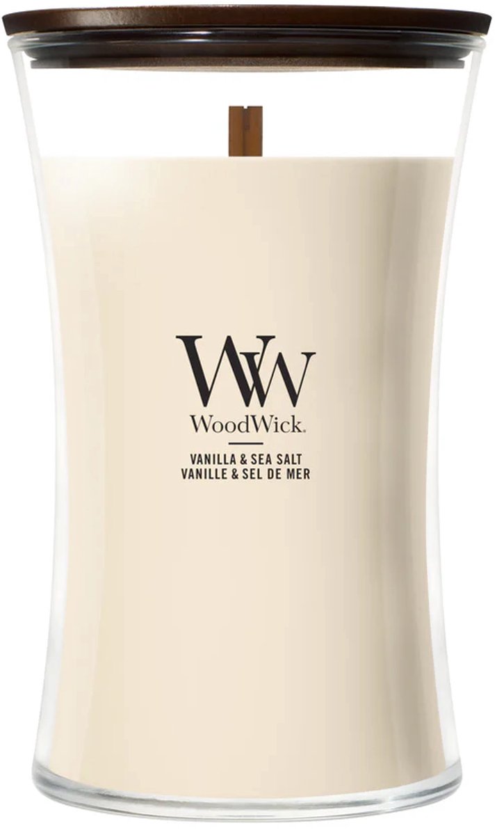 WoodWick Hourglass Large Geurkaars - Vanilla & Sea Salt - 130 branduren Roze