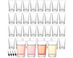 36pcs shot glasses - met 4 pcs gieters - 47ml transparante shot glazen - glas shot glazen voor vodka - tequila - gin