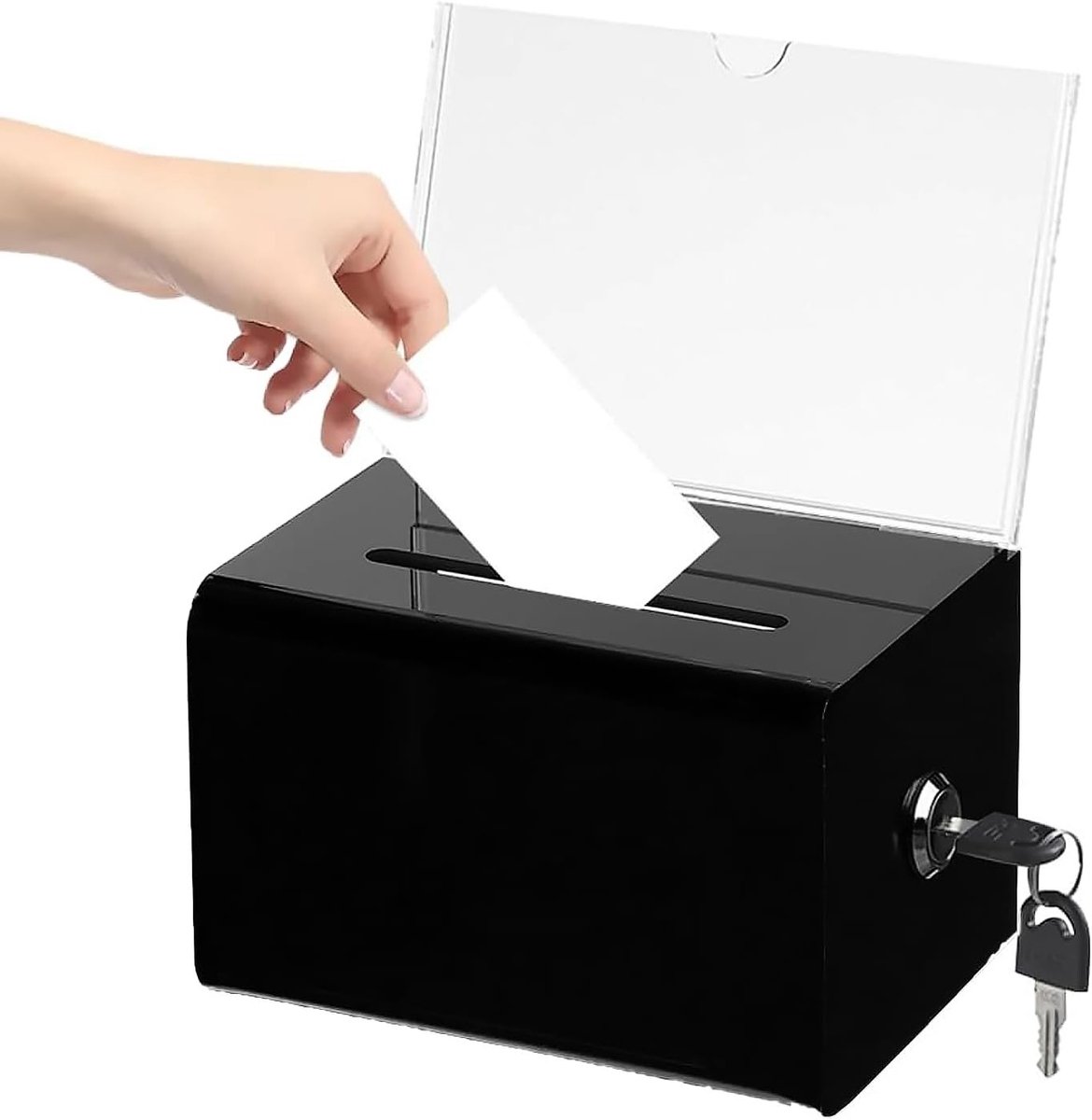 Lockbare Acryl Dispenser Box voor Visitekaartjes, Tuning en Wedstrijden - Transparant met Sleutels en Stickers
