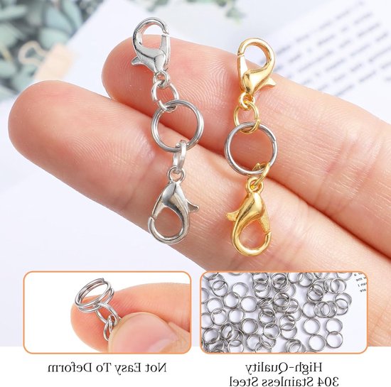Set van 100 Kleine Sleutelhangers, Dubbele Lussen RVS Splitringen voor Sieraden, Oorbellen, Kettingen en Ambachten (6mm) — afbeelding 3