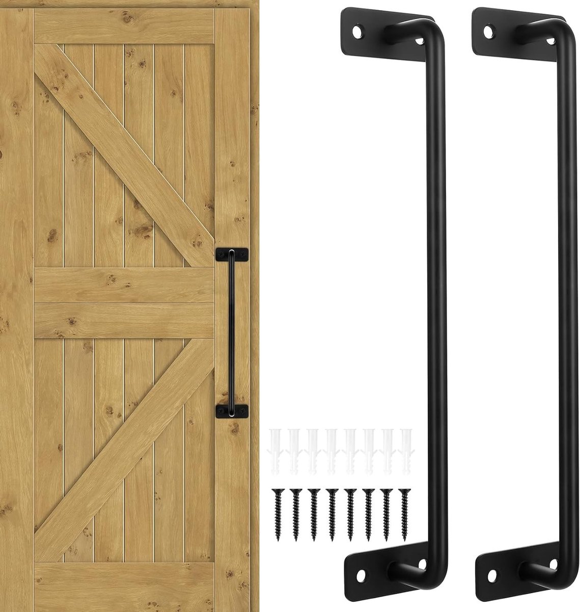Zwarte schuifdeurgrepen voor kastdeuren, garages en tuinpoorten - 2 stuks, 280 mm, duurzaa