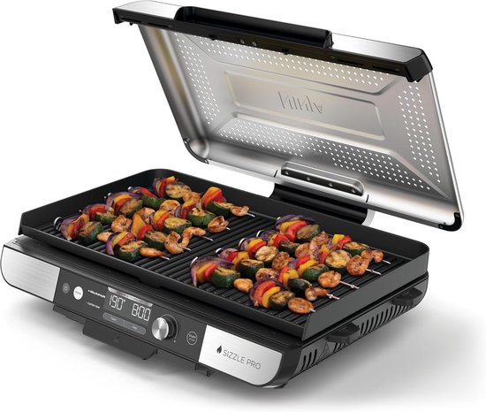 Ninja Sizzle Pro XL elektrische grillplaat & plancha, keramisch, instelbare temperatuur 120-260°C, XL-formaat, PFAS-vrij