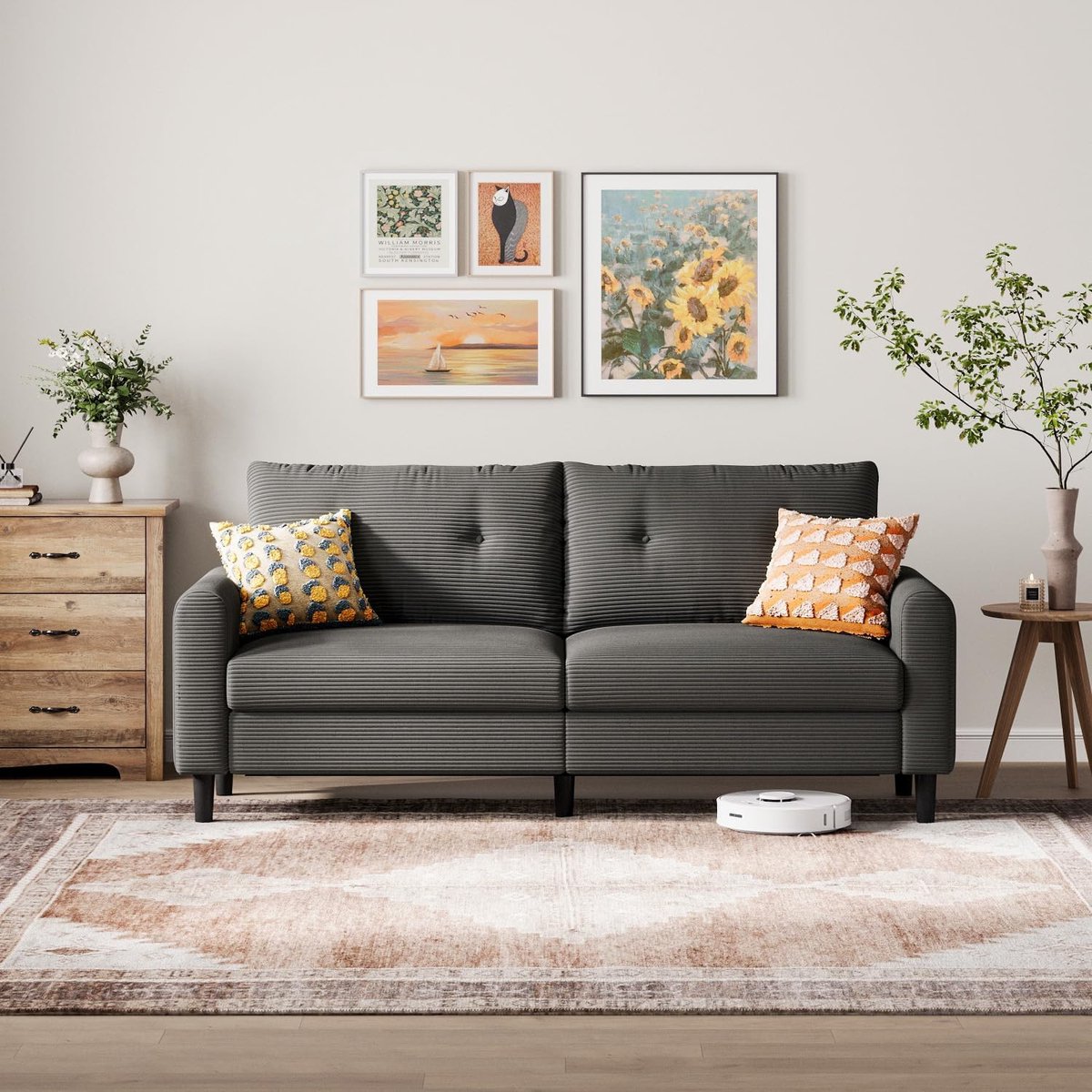 Luxe Corduroy L-vormige Hoekbank - Met Slaapfunctie - 201x78x88 cm - Arqam
