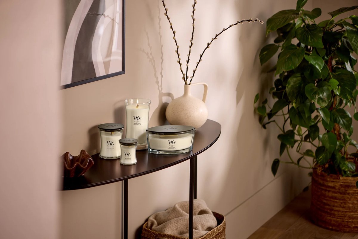 Geurkaars Vanilla & Sea Salt Mini | Roze van Woodwick — cadeau in Wonen & Interieur - foto 2