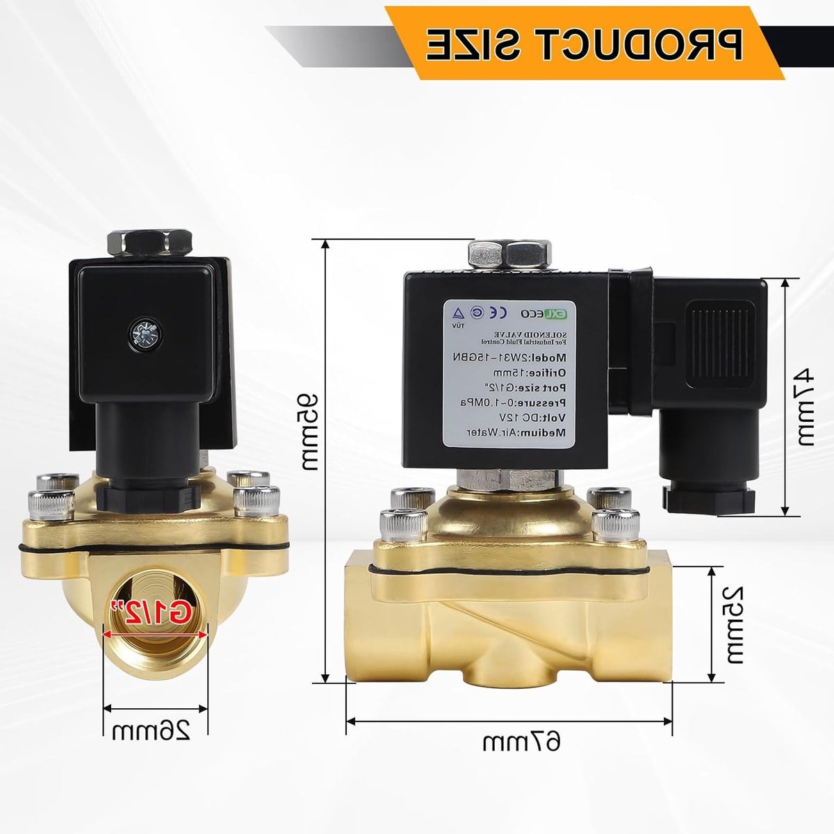 12V DC Messing Elektrische Solenoïde Ventiel G1/2" voor Water en Lucht - Normaal Gesloten, Directe Actie, DN15, 0-10 Bar, Duurzaam en Betrouwbaar Ventiel