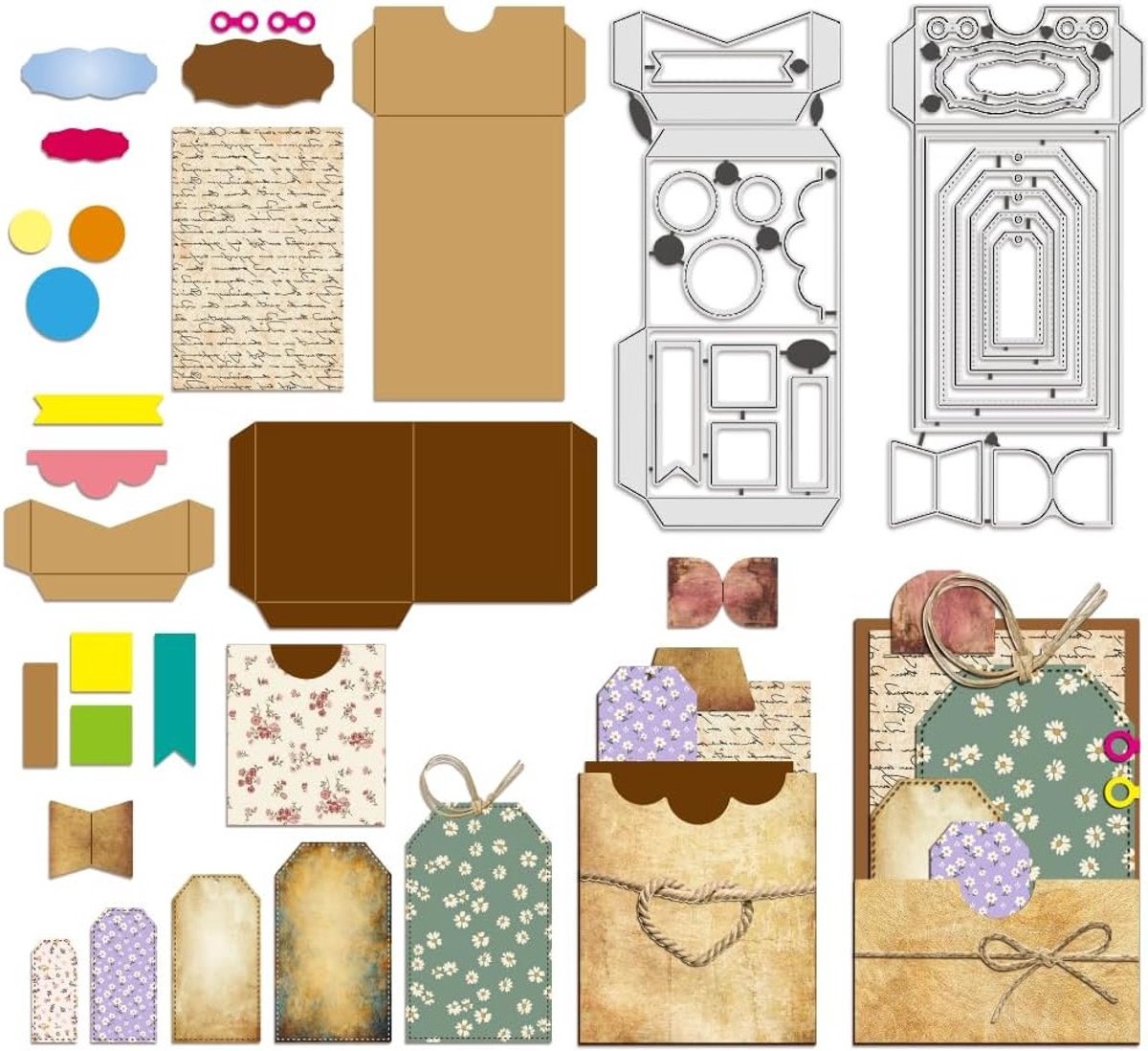 Vintage Label Borders Snijmallen voor Kaarten Maken, Carbon Staal Sjablonen voor Scrapbooking en DIY Projecten
