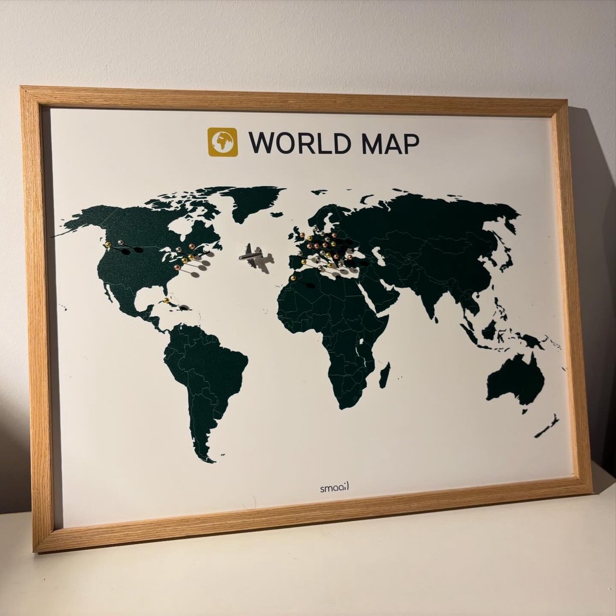 Poster - pin Worldmap - 40x30 cm