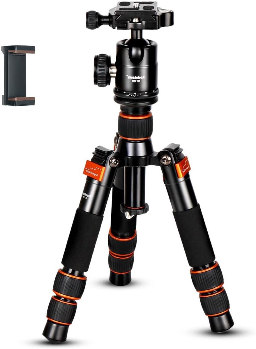 Mini Tripod 55 cm voor Reisfotografie met 360° Balhoofd, Aluminium Compact Statief voor DSLR Camera en Videocamera, Maximaal Draagvermogen 10kg
