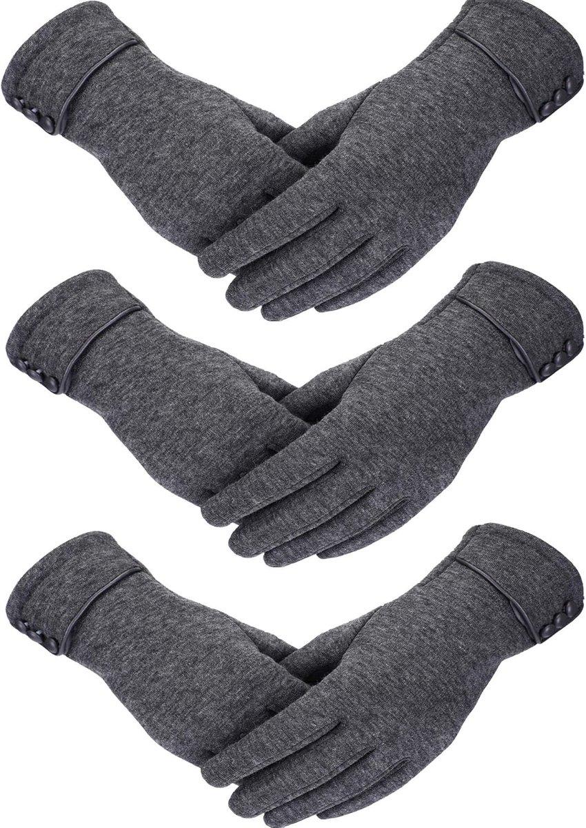Oneay Set van 3 paar touchscreen handschoenen voor dames - winddichte en antislip handschoenen, geschikt voor dames en meisjes die buiten fietsen.