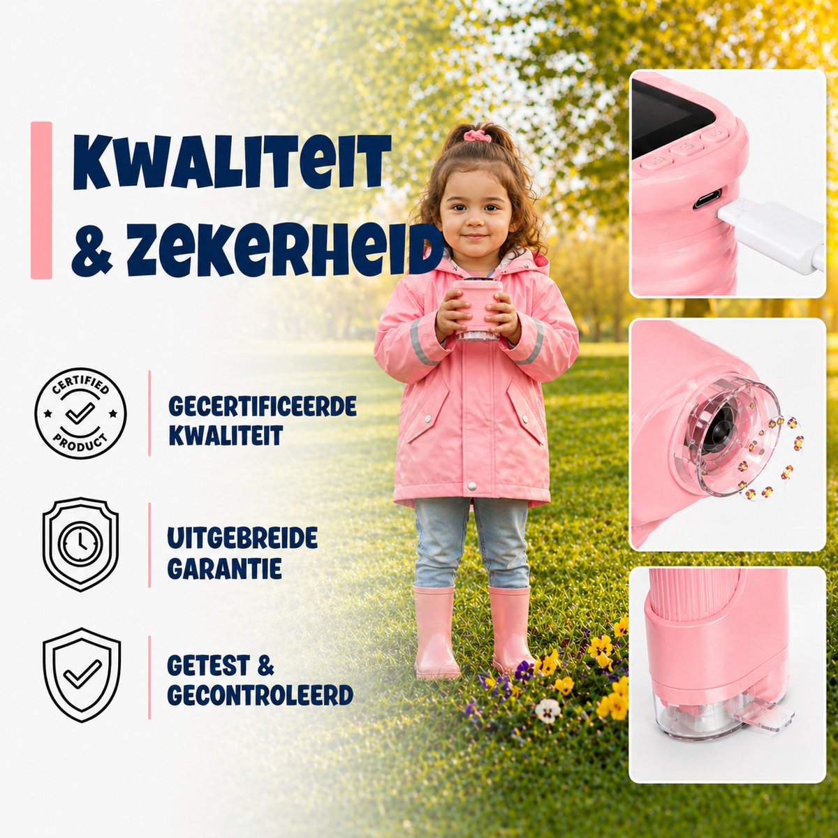 DUTCHPOWER Digitale Microscoop 1000x-4K-voor Kinderen – Draagbare Handmicroscoop met Foto & Video – STEM Educatief Speelgoed voor Ontdekken in Tuin en Natuur – Geschikt voor 4 t/m 12 jaar-Roze — afbeelding 9