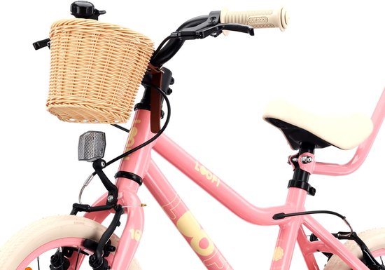 Sun Baby Kinderfiets 16 Inch LOOFI, Fiets voor Meisje 4-6 Jaar, Max 50 kg - lichtgewicht aluminium frame, met zijwieltjes, mandje, bel, stickers - Roze van Sun Baby — afbeelding 4