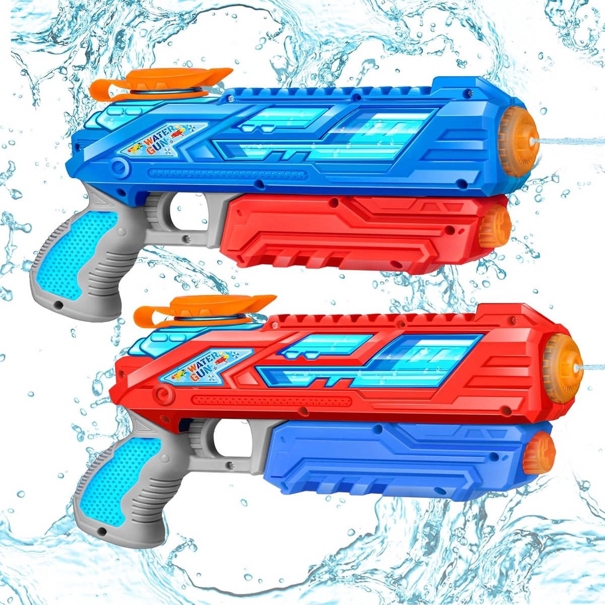 Waterpistool Kinderen - 2 Stuks - van 3-60 Jaar - Waterpistooltjes Klein - Watergeweer - Waterblaster - Watergevecht - Buitenspeelgoed - Zomerspeelgoed - Waterspeelgoed - 280 ml - Blauw/Rood - van Imperatoris