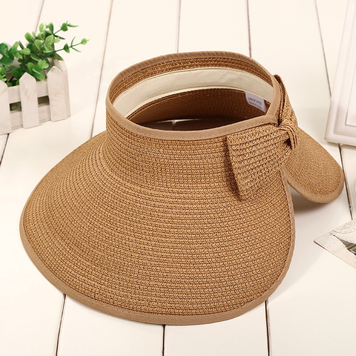 VHV - Hoed - Zonnehoed - Zonnehoed dames - Zonnekleppen voor dames - Opvouwbare zomerhoeden - Voor strand en buitenactiviteiten - Khaki (56-58 cm)