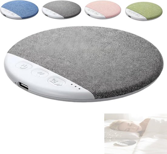 "Slaapkussenluidspreker -Bluetooth-luidspreker voor onder het kussen - Plat Design met Stereobas - Witte Ruis - slaaphulpmiddel - met rustgevende geluiden en slaaptimer - voor zijslapers - voor Volwassenen & Kinderen - grijs - 10*10cm "