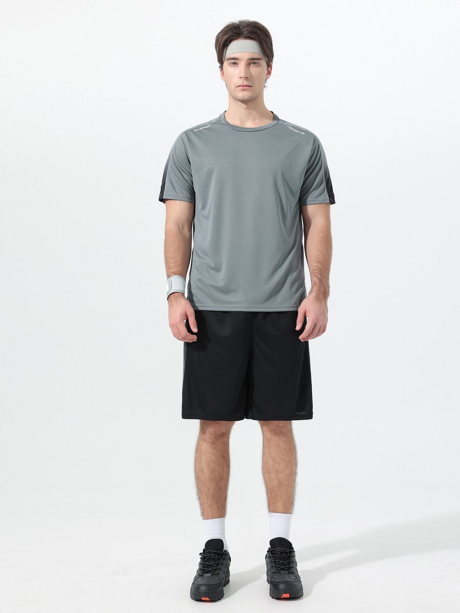 YOUTHUP Heren Contrastkleur Sportset - Rond Hals T-shirt met Korte Broek - XL