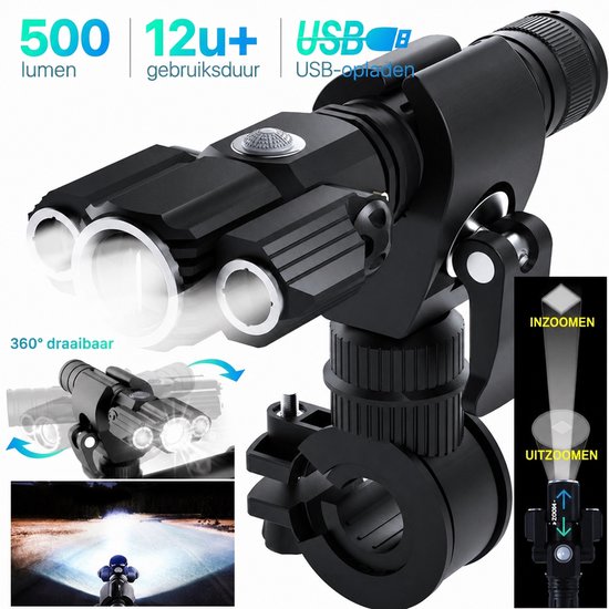Fietsverlichting Set LED - Fietslampjes Voorlicht & Achterlicht - Fietslamp USB Oplaadbaar - MTB & Racefiets Verlichting - Waterdicht Fietslicht — afbeelding 3