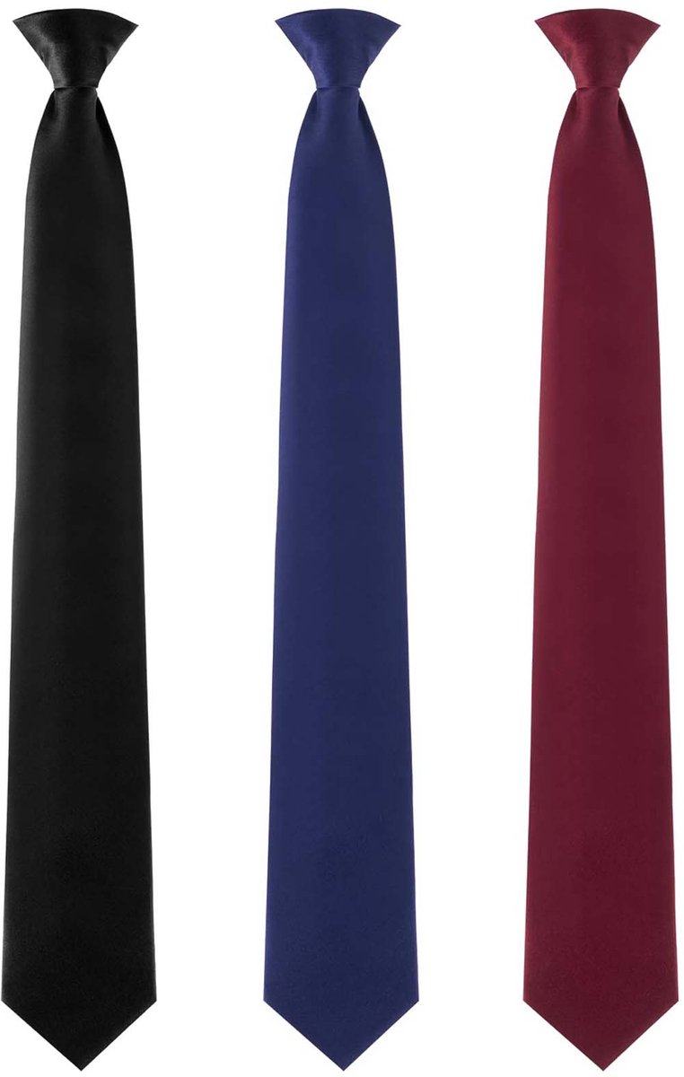 3 Stuks Clip-On Stropdassen Voor Heren - Effen Heren Stropdas Met Clip - Voorgestrikte Stropdassen Voor Bruiloften, Begrafenissen, Formele Zakelijke Stropdassen (3 Kleuren)