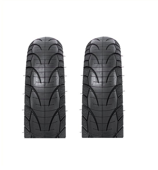 Set 2stuks 20” FatBike SuperMoto Slick Buitenbanden 20 x 4.0 inch ERTRO 100-406 20x4.0 Fat bike banden 20inch Straatprofiel - Ouxi – Knaap – Phatfour – Super73 - Zwart